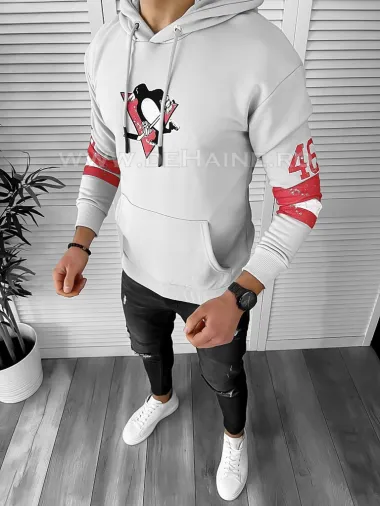 Hanorac barbati slim fit gri cu imprimeu pe spate K130 P18-3.3